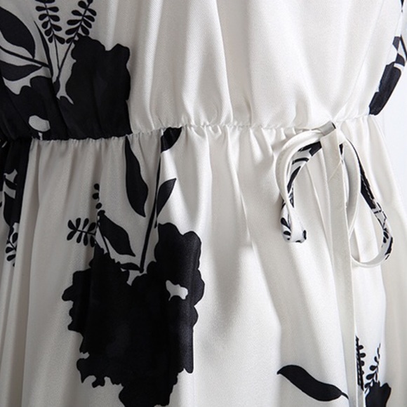 Off Shoulder Bell Sleeve Floral Waisted Mini Dress - Picture 4 of 5